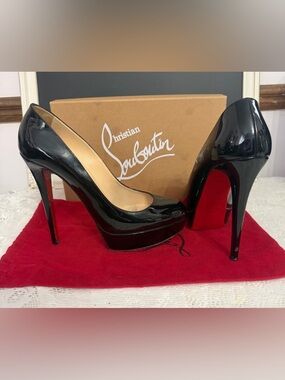 Christian Louboutin Bianca 140 Black Patent Platform Pumps